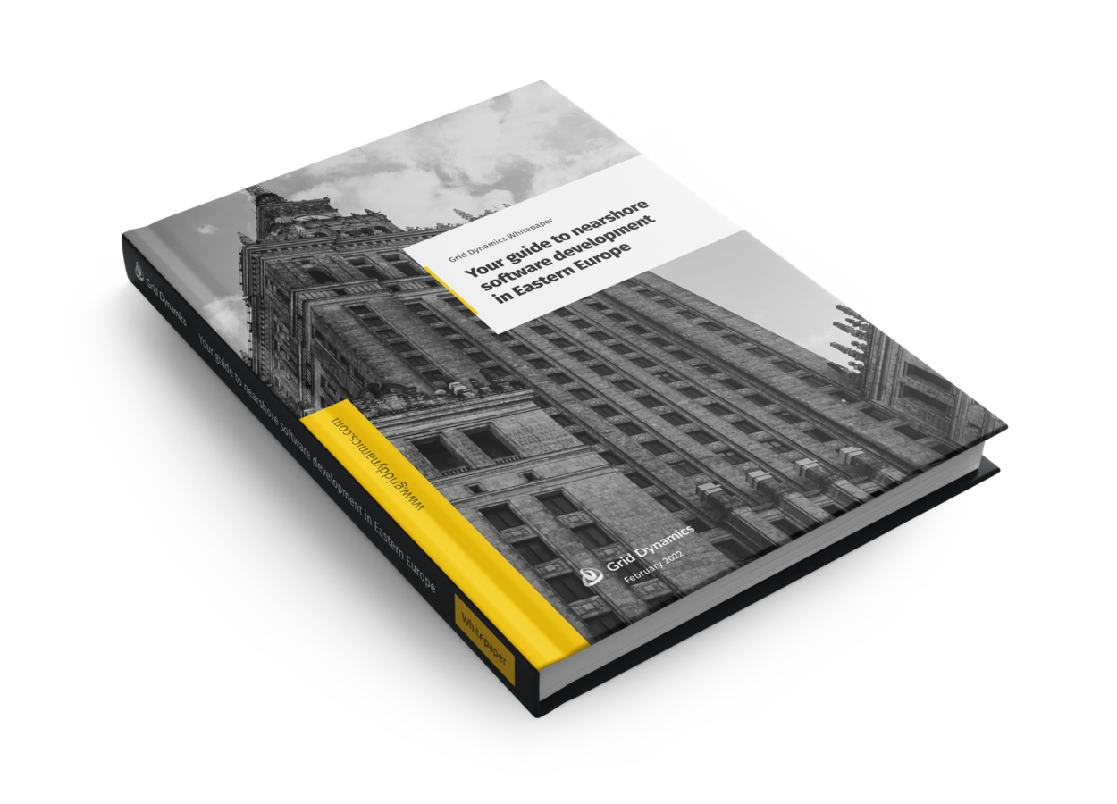 A book with the title Your guide to nearshore software development in Eastern Ukraine